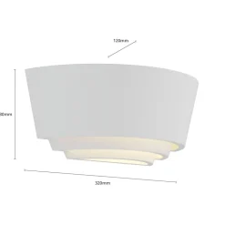 Væglampe Azriel i gips, hvid, halvrund, 3 niveauer