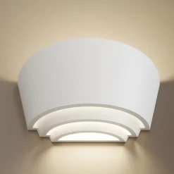 Væglampe Azriel i gips, hvid, halvrund, 3 niveauer