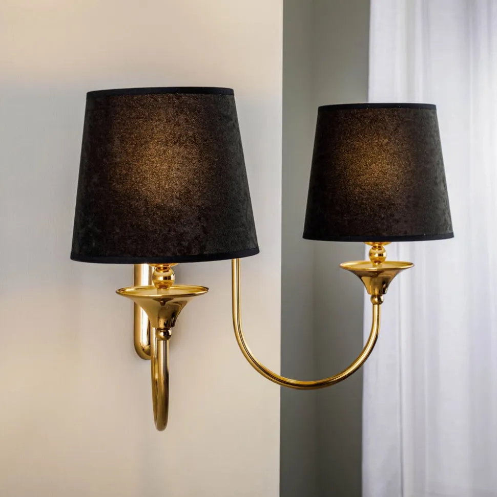 Væglampe Baranio med stofskærme, 2 lyskilder