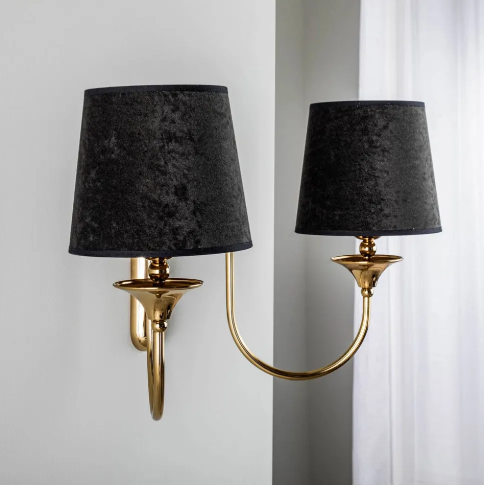 Væglampe Baranio med stofskærme, 2 lyskilder