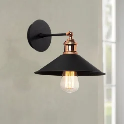 Væglampe Berceste N-663, sort/kobber, jern, Ø 24 cm