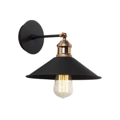 Væglampe Berceste N-663, sort/kobber, jern, Ø 24 cm