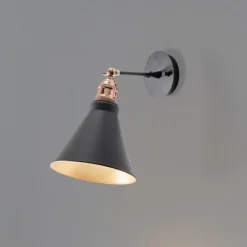 Væglampe Berceste, sort/guld, metal, højde 29 cm