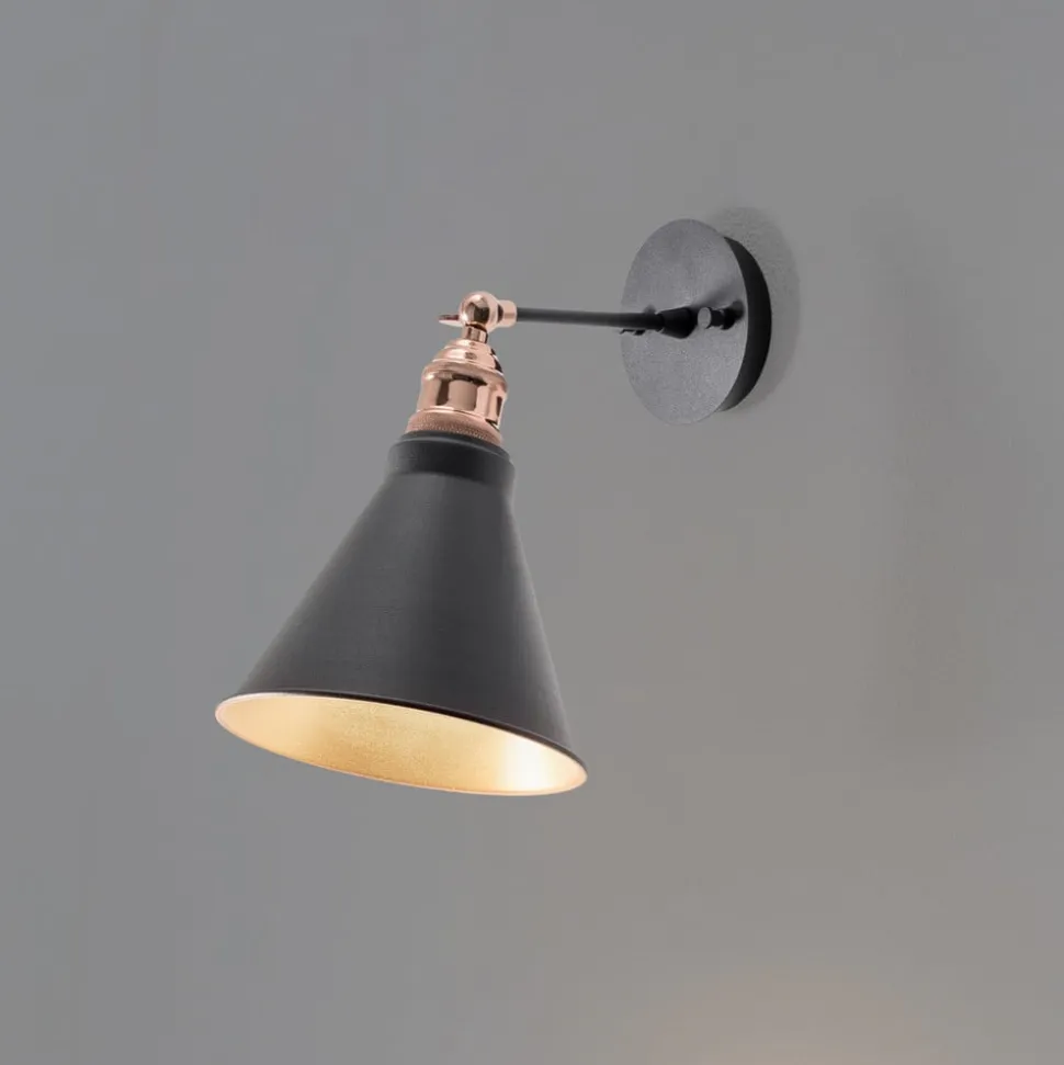 Væglampe Berceste, sort/guld, metal, højde 29 cm