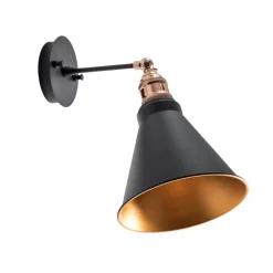 Væglampe Berceste, sort/guld, metal, højde 29 cm