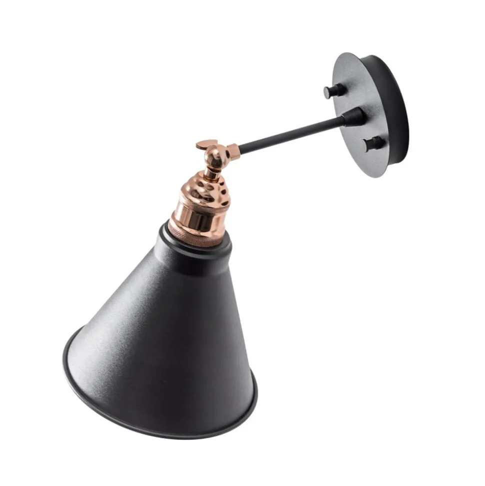 Væglampe Berceste, sort/guld, metal, højde 29 cm