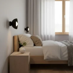 Væglampe Bibi K1, sort, stål/glas, Ø 18 cm