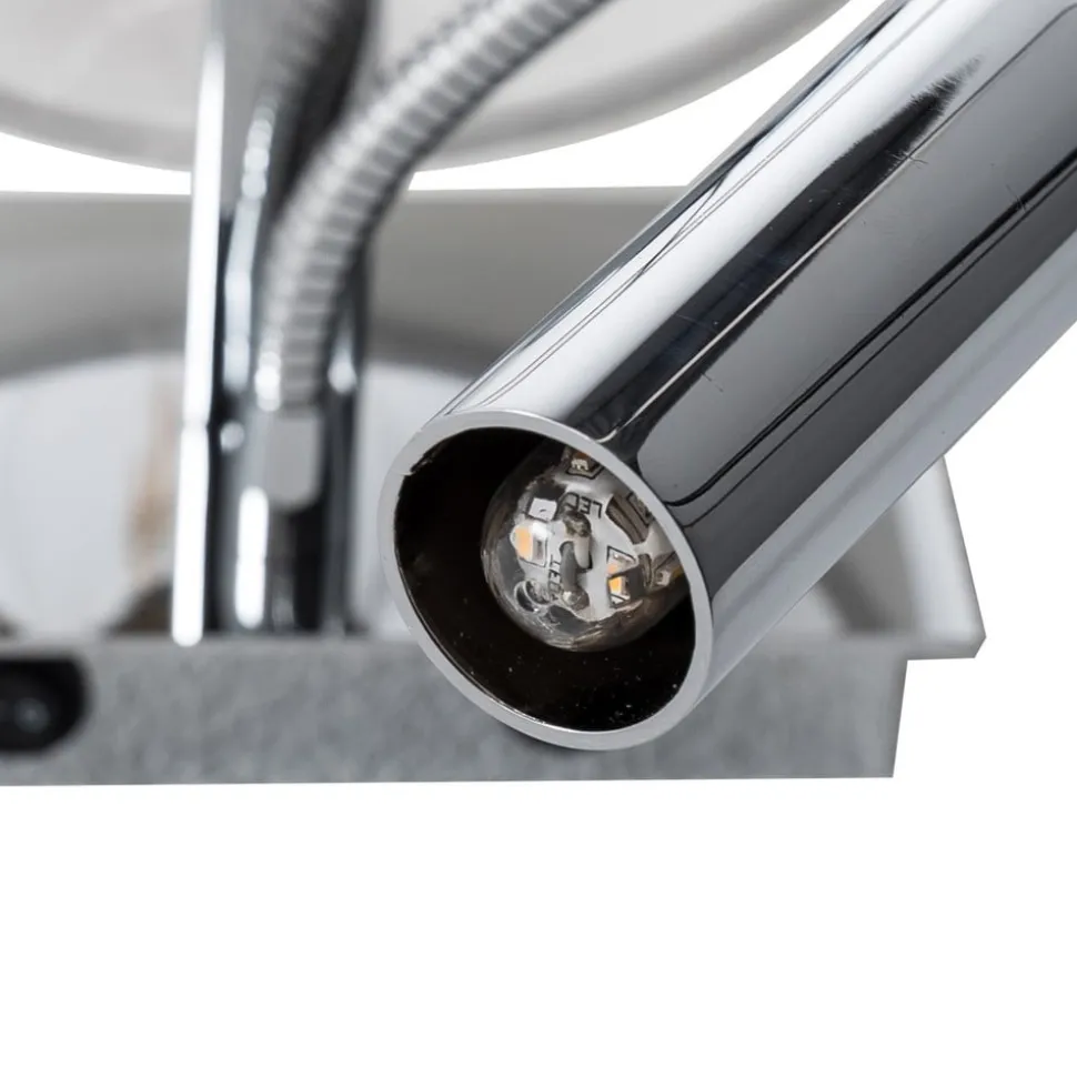 Væglampe Bilo, hvid/krom, tekstil, 2 lyskilder, læselampe