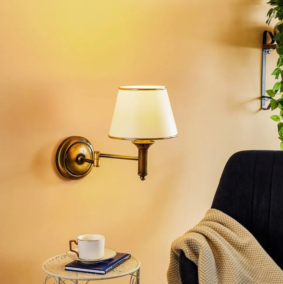 Væglampe Birmingham patineret med ledbar arm