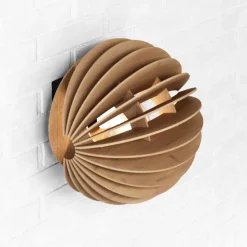 Væglampe Clay, Ø 23 cm, birkfiner, plan, E27