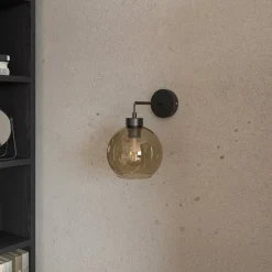 Væglampe Cubus, sort/rav, glas, Ø 18 cm, E27