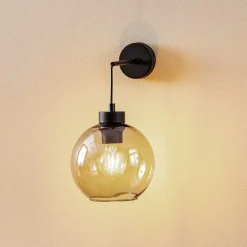 Væglampe Cubus, sort/røggrå, glas, 30 cm høj, E27