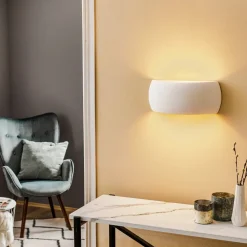 Væglampe Curve op/ned i hvid keramik