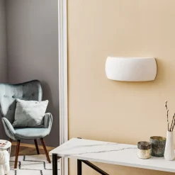 Væglampe Curve op/ned i hvid keramik