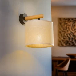 Væglampe Deva Nature, tekstil, træ