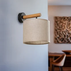Væglampe Deva Nature, tekstil, træ