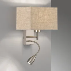 Væglampe Dream læselampe, linned sand/nikkel