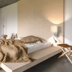 Væglampe Dreamer LED-læselampe nikkel/sandfarvet linned