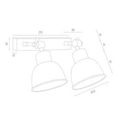 Væglampe Emoti, beige, 2 lyskilder, stål, længde 27 cm
