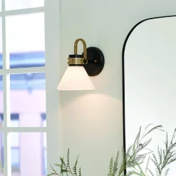 Væglampe Farum 1, sort/bronzefarvet, stål, glas, G9