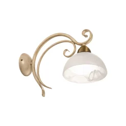 Væglampe Flora, en glasskærm, hvid/messing