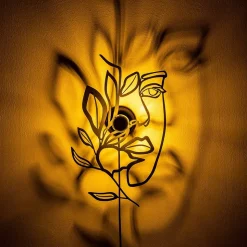 Væglampe Flower Faced, sort, metal, 54 x 34 cm, stik