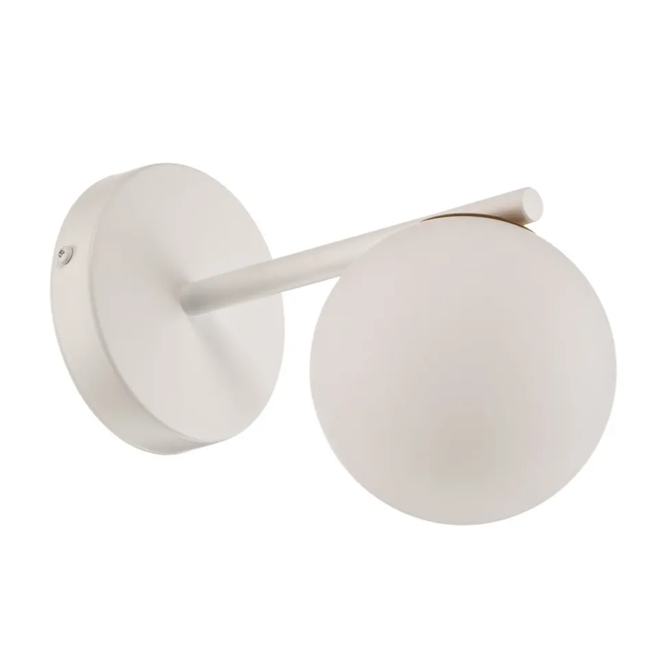 Væglampe Gama i hvid med glaskugle