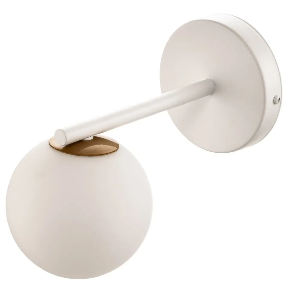 Væglampe Gama i hvid med glaskugle