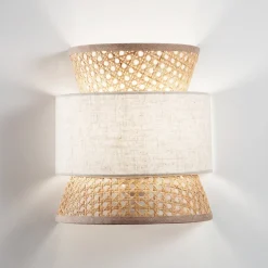 Væglampe Gazebo, natur/beige, bredde 24 cm, rattan/stof
