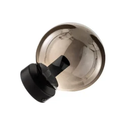 Væglampe Glassy, sort, grafit, glas, E14, Ø 14 cm