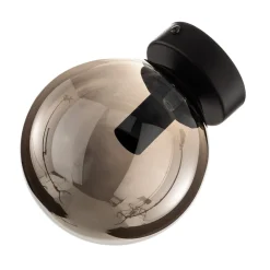 Væglampe Glassy, sort, grafit, glas, E14, Ø 14 cm