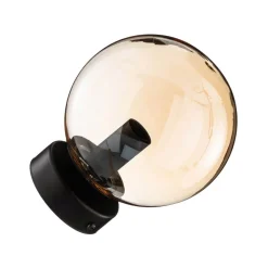 Væglampe Glassy, sort, ravfarvet, glas, E14, Ø 14 cm