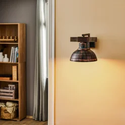 Væglampe Hakon, rustbrun/naturtræ