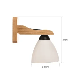 Væglampe Haro med glasskærm, eg/hvid