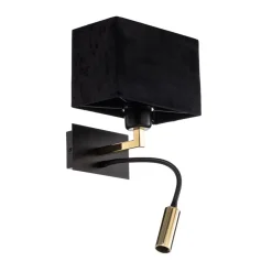 Væglampe Harry, kantet, sort/messing/sort
