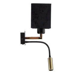 Væglampe Harry, kantet, sort/messing/sort