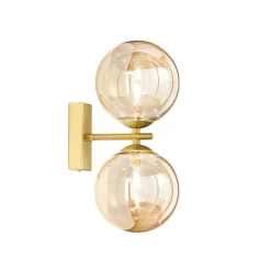 Væglampe HONEY, højde 23 cm, messing-/cremefarvet, 2 lyskilder