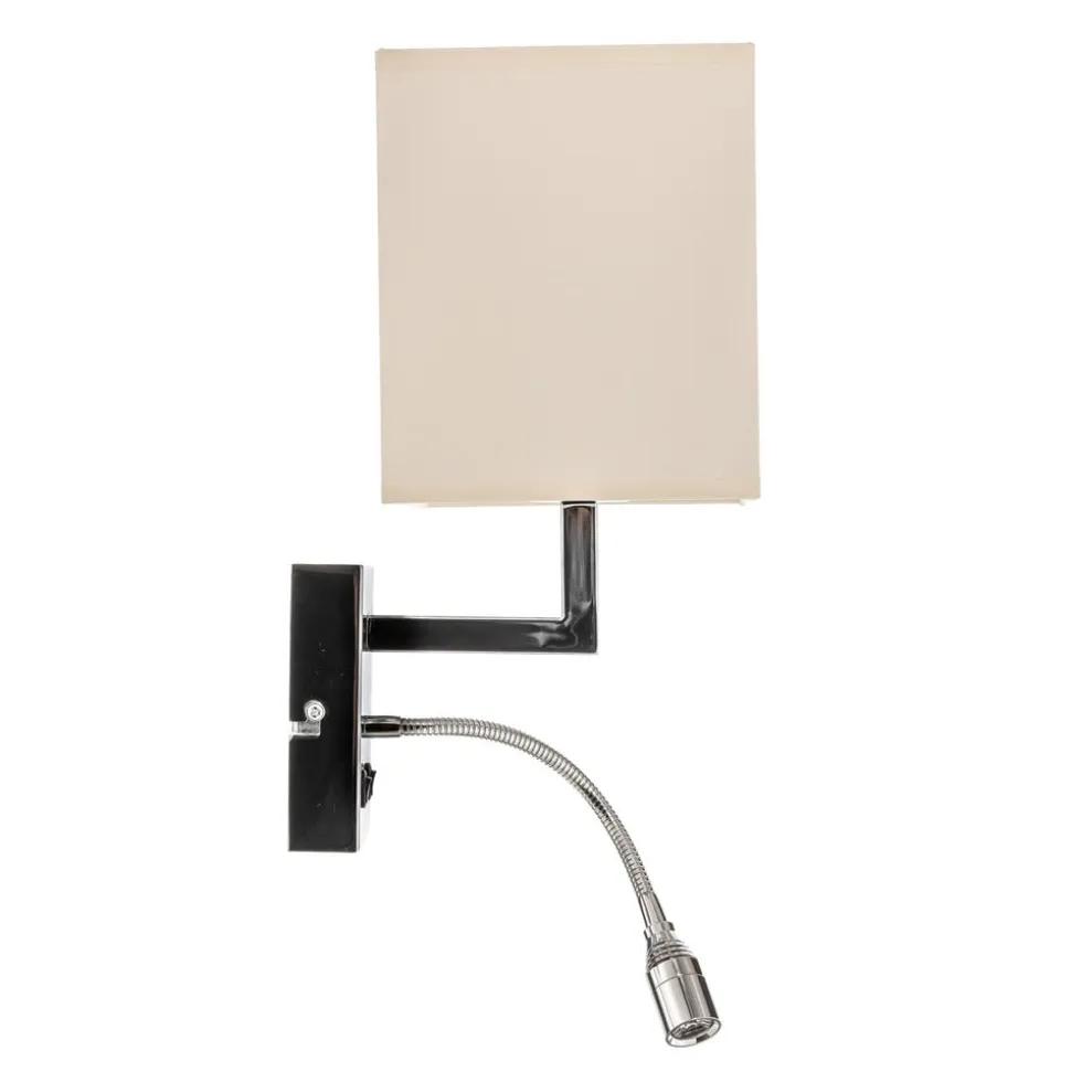 Væglampe Hotel LED, hvid, tekstil, 2 lyskilder, LED-læselampe