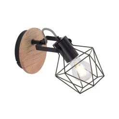 Væglampe Jaro justerbar sort/træ 1-lys