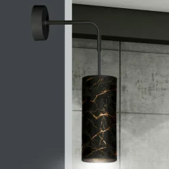 Væglampe Joni, tekstil, 1 lyskilde sort marmoreret