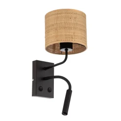 Væglampe Jovin 1 lyskilde med spot, rattan skærm