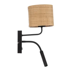 Væglampe Jovin 1 lyskilde med spot, rattan skærm