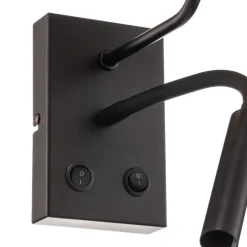 Væglampe Jovin med 1 lyskilde og spot, sort/guld