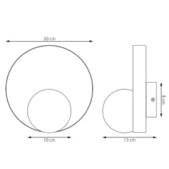 Væglampe Kido K1, beige, stål/glas, Ø 20 cm