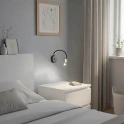 Væglampe Lagos USB, sort/guld, 27 cm, læselampe, G9