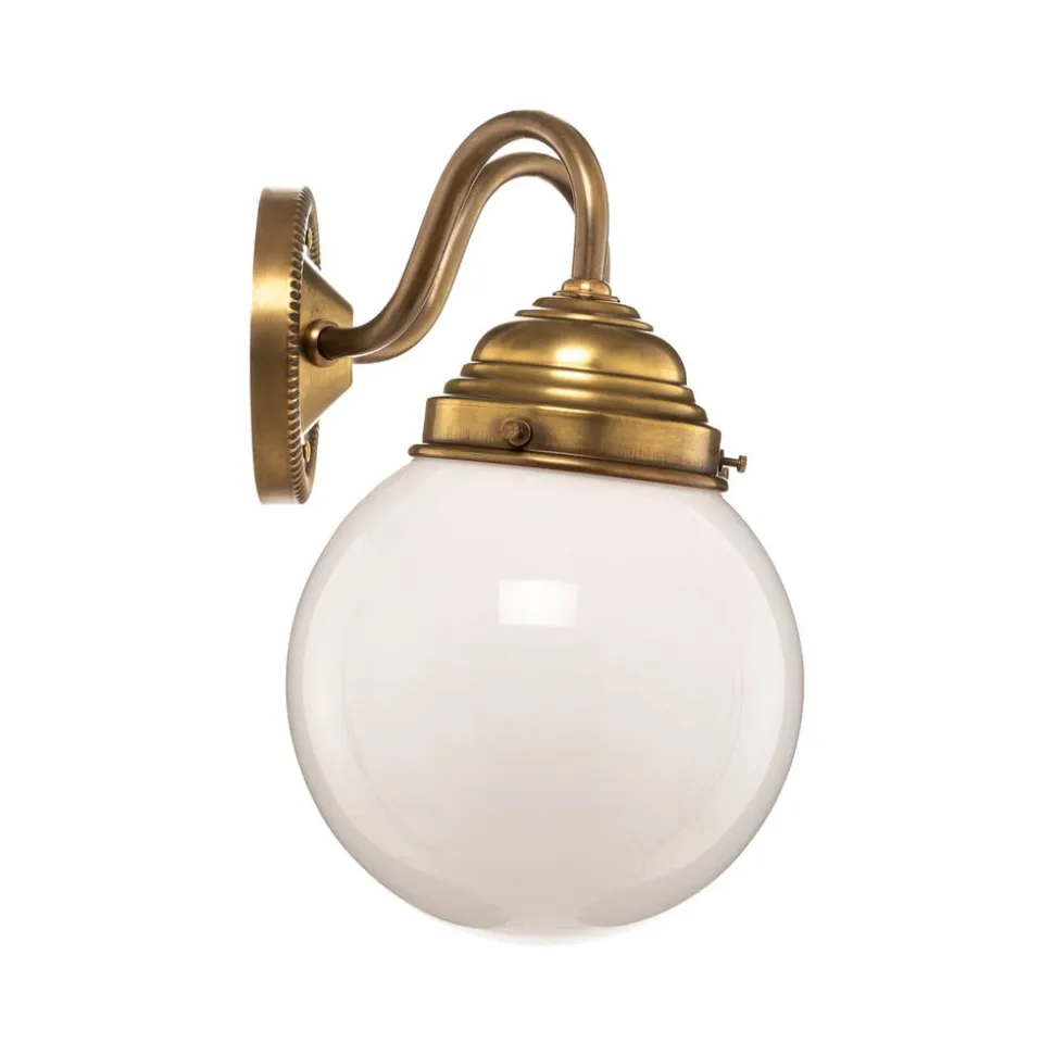 Væglampe Larry II, messing, mundblæst glas