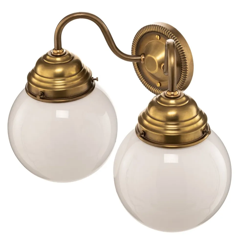 Væglampe Larry II, messing, mundblæst glas