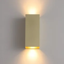 Væglampe London Square, guldfarvet, højde 15 cm, 2 lyskilder