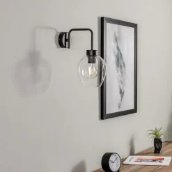 Væglampe Lukka, 1 lyskilde, sort/klar