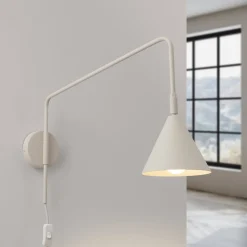 Væglampe LYS, beige, Ø 14 cm, metal, stik, E14